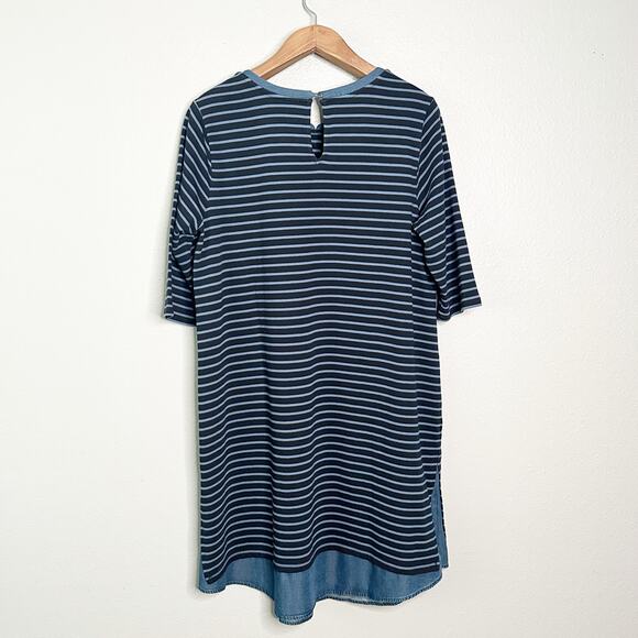 J. Jill Women's Navy Blue Striped Chambray Denim Dress women’s Plus Size 1X - Picture 10 of 13